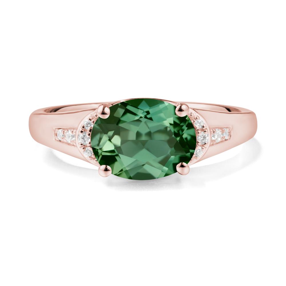 East West Oval Green Sapphire Ring - LUO Jewelry #metal_18k rose gold
