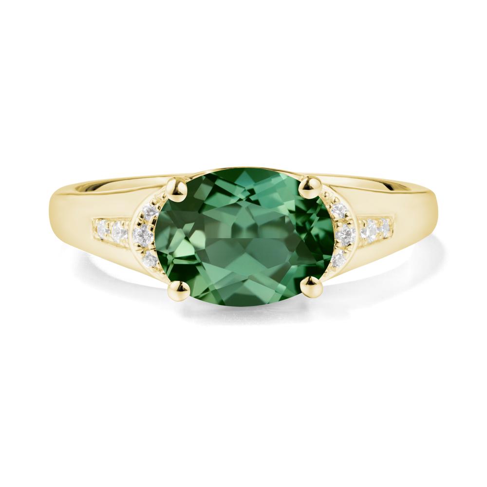 East West Oval Green Sapphire Ring - LUO Jewelry #metal_18k yellow gold