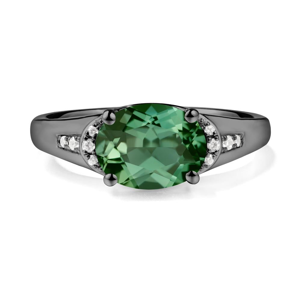 East West Oval Green Sapphire Ring - LUO Jewelry #metal_black finish sterling silver