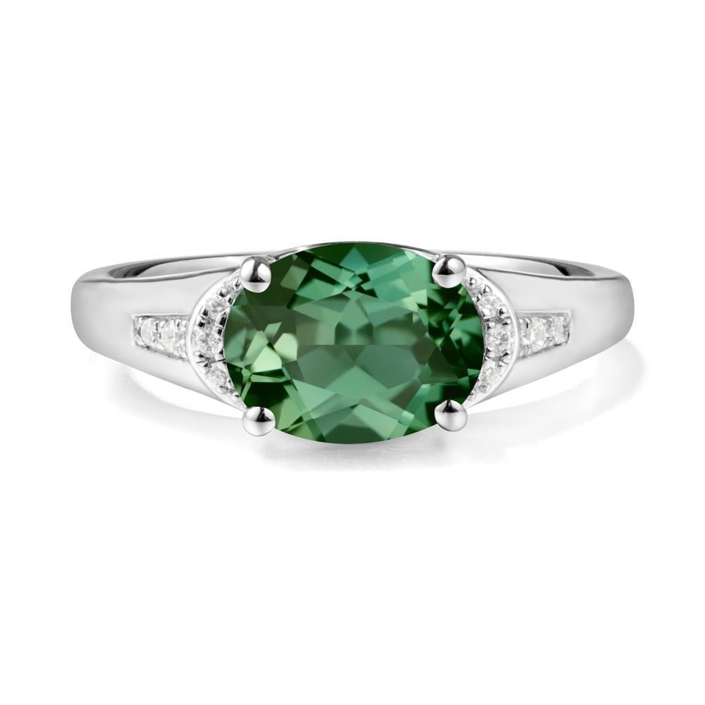 East West Oval Green Sapphire Ring - LUO Jewelry #metal_sterling silver