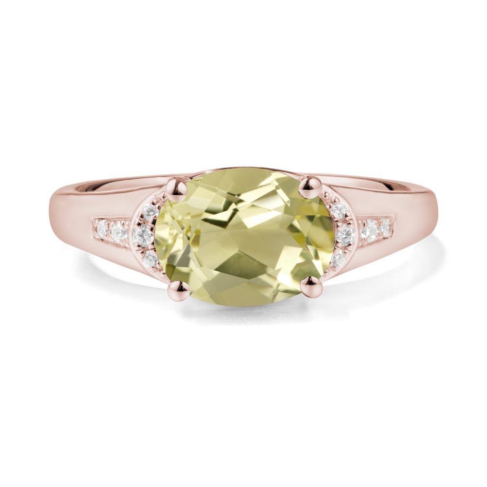 East West Oval Lemon Quartz Ring - LUO Jewelry #metal_14k rose gold