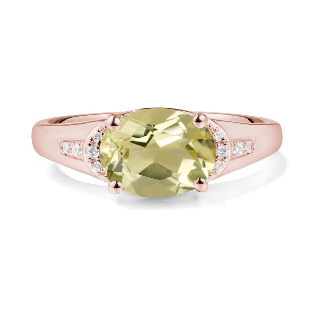 East West Oval Lemon Quartz Ring - LUO Jewelry #metal_18k rose gold