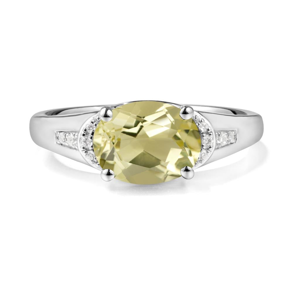 East West Oval Lemon Quartz Ring - LUO Jewelry #metal_18k white gold