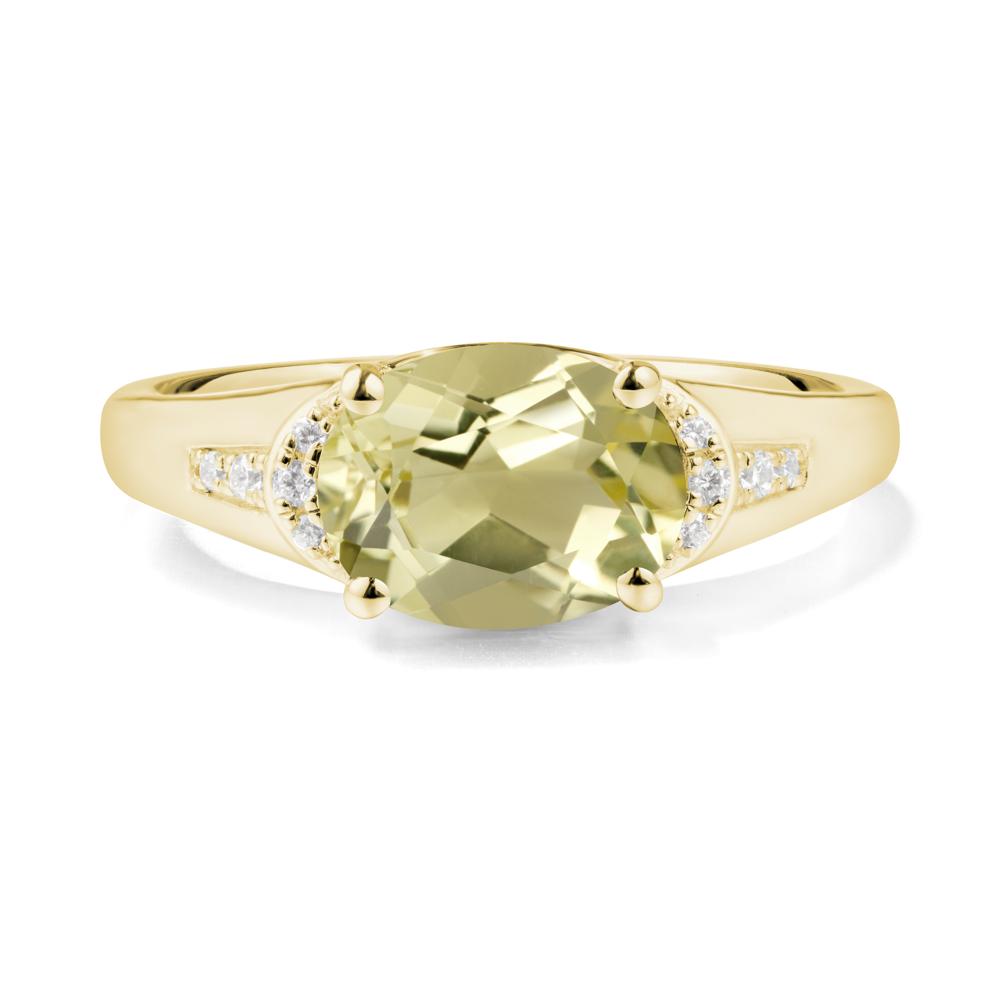 East West Oval Lemon Quartz Ring - LUO Jewelry #metal_18k yellow gold