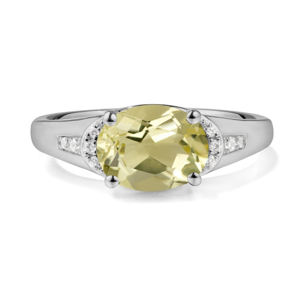 East West Oval Lemon Quartz Ring - LUO Jewelry #metal_platinum