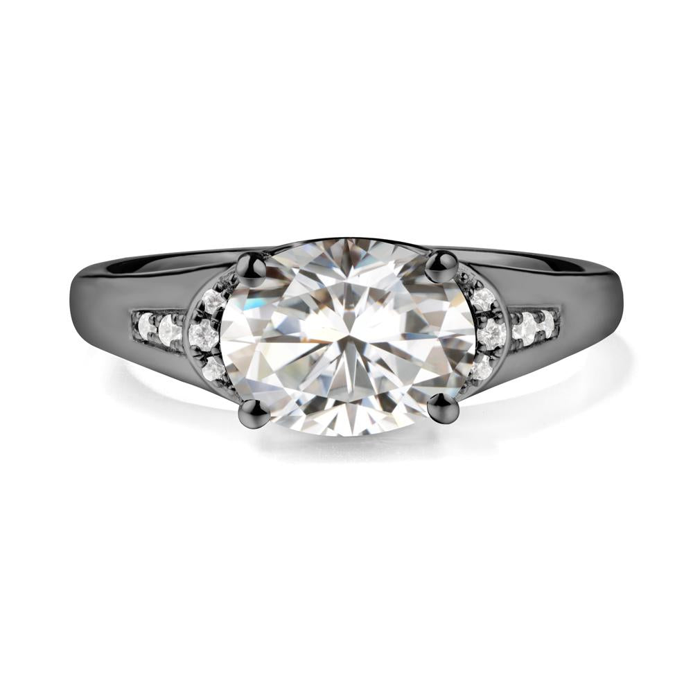 Oval Moissanite Statement Ring - LUO Jewelry #metal_black finish sterling silver