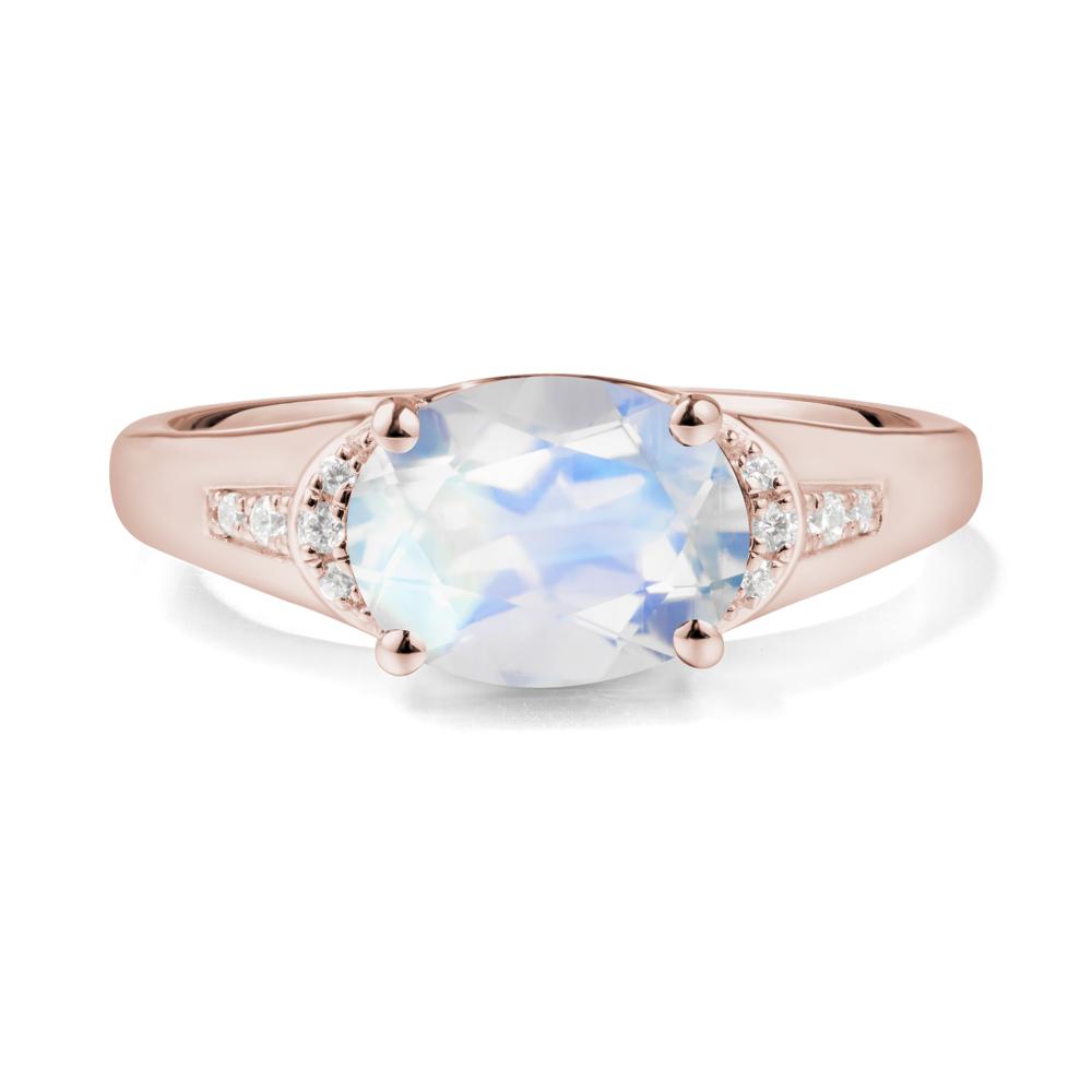 Horizontal Oval Moonstone Ring - LUO Jewelry #metal_14k rose gold
