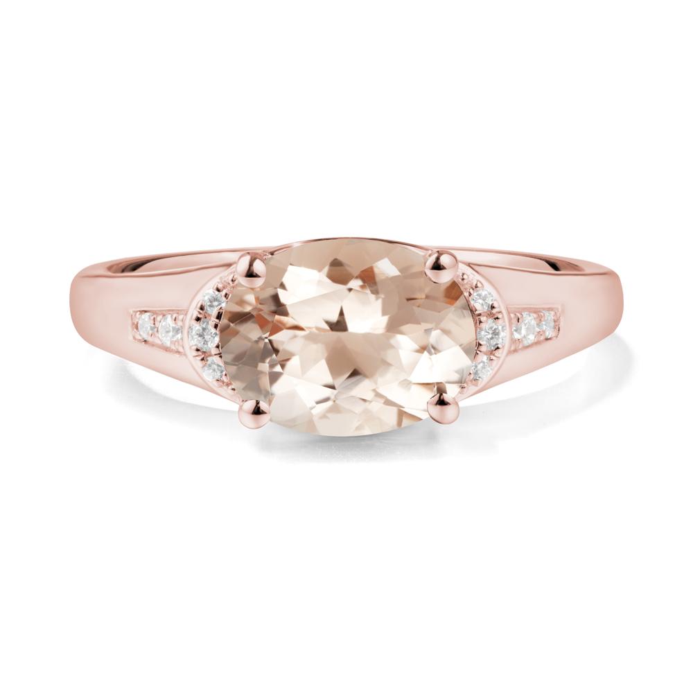 East West Oval Morganite Ring - LUO Jewelry #metal_18k rose gold