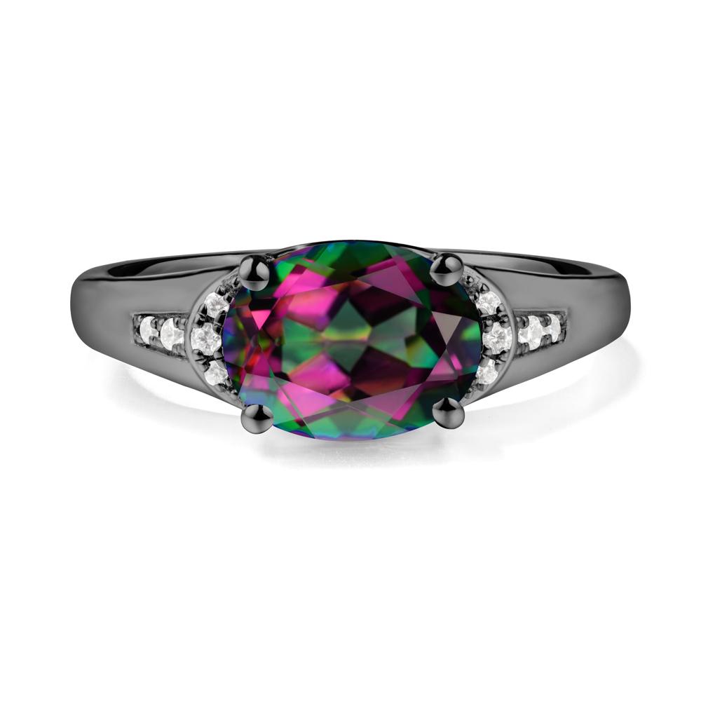Oval Mystic Topaz Statement Ring - LUO Jewelry #metal_black finish sterling silver