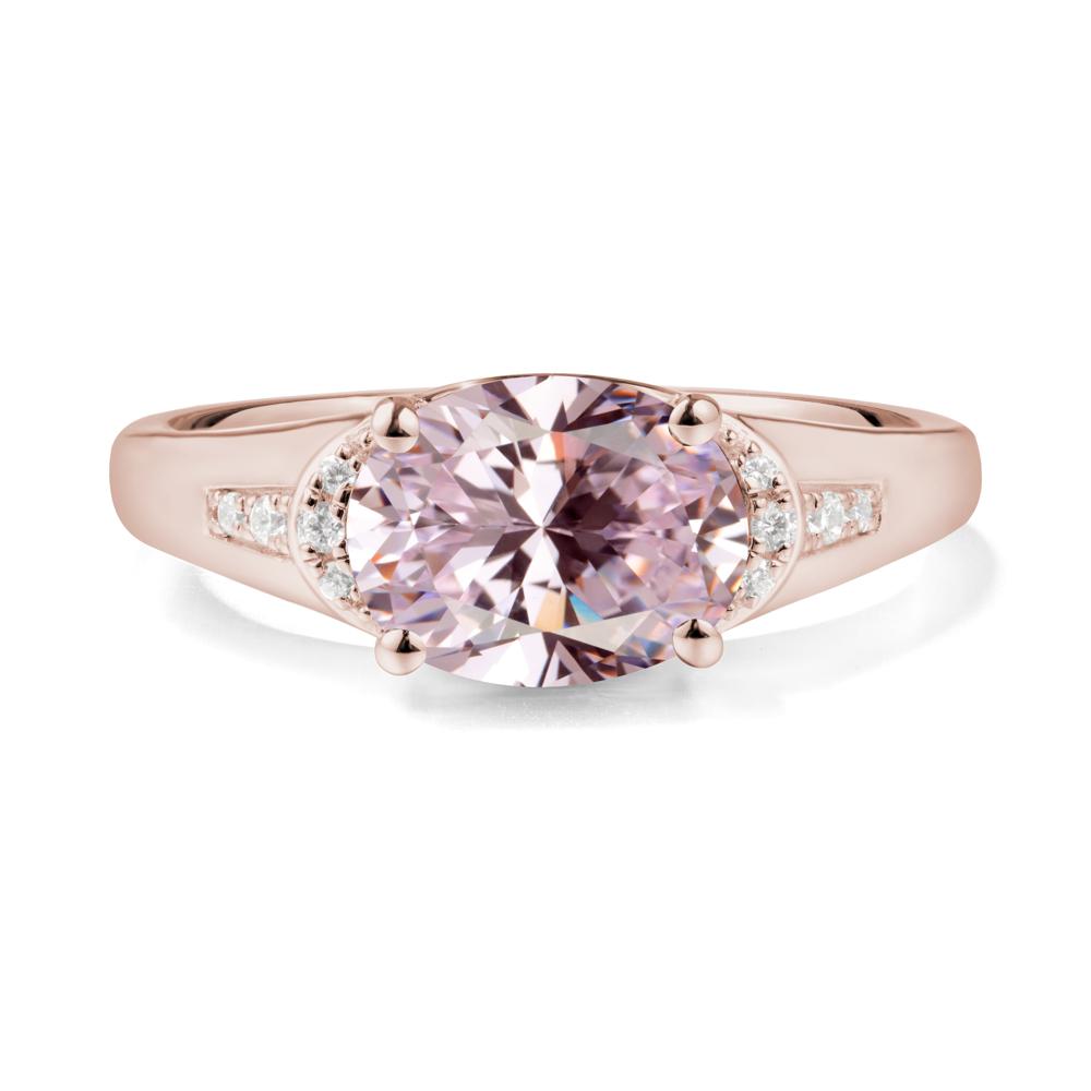 East West Oval Pink Cubic Zirconia Ring - LUO Jewelry #metal_14k rose gold