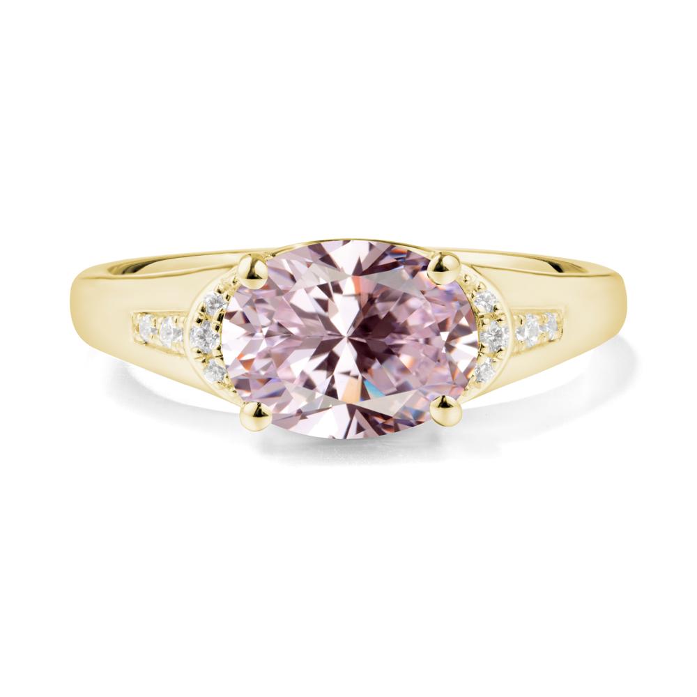 East West Oval Pink Cubic Zirconia Ring - LUO Jewelry #metal_18k yellow gold