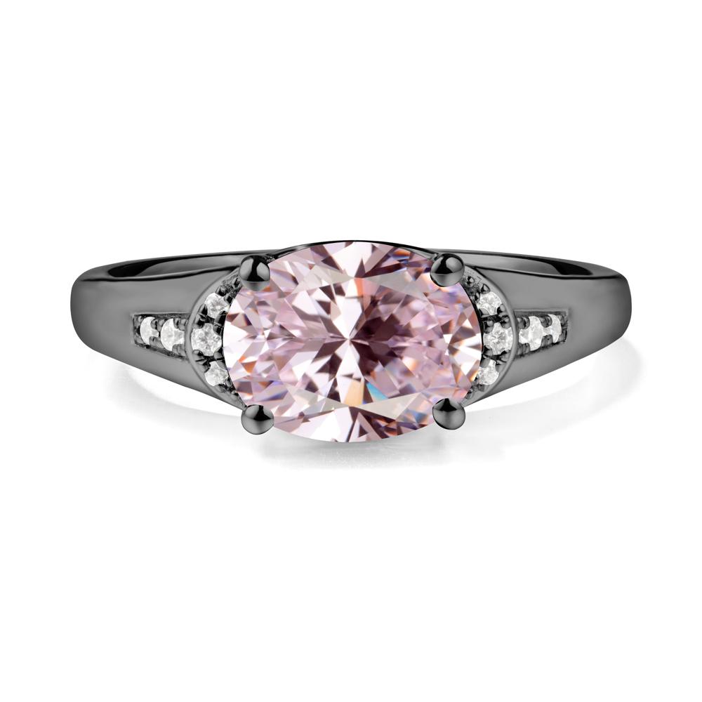 East West Oval Pink Cubic Zirconia Ring - LUO Jewelry #metal_black finish sterling silver
