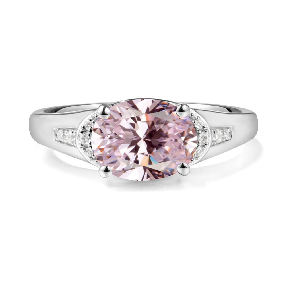 East West Oval Pink Cubic Zirconia Ring - LUO Jewelry #metal_sterling silver