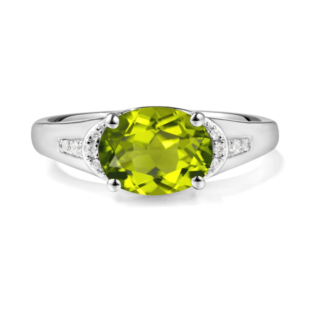 Oval Peridot Statement Ring - LUO Jewelry #metal_14k white gold