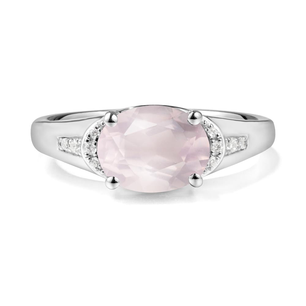 East West Oval Rose Quartz Ring - LUO Jewelry #metal_sterling silver