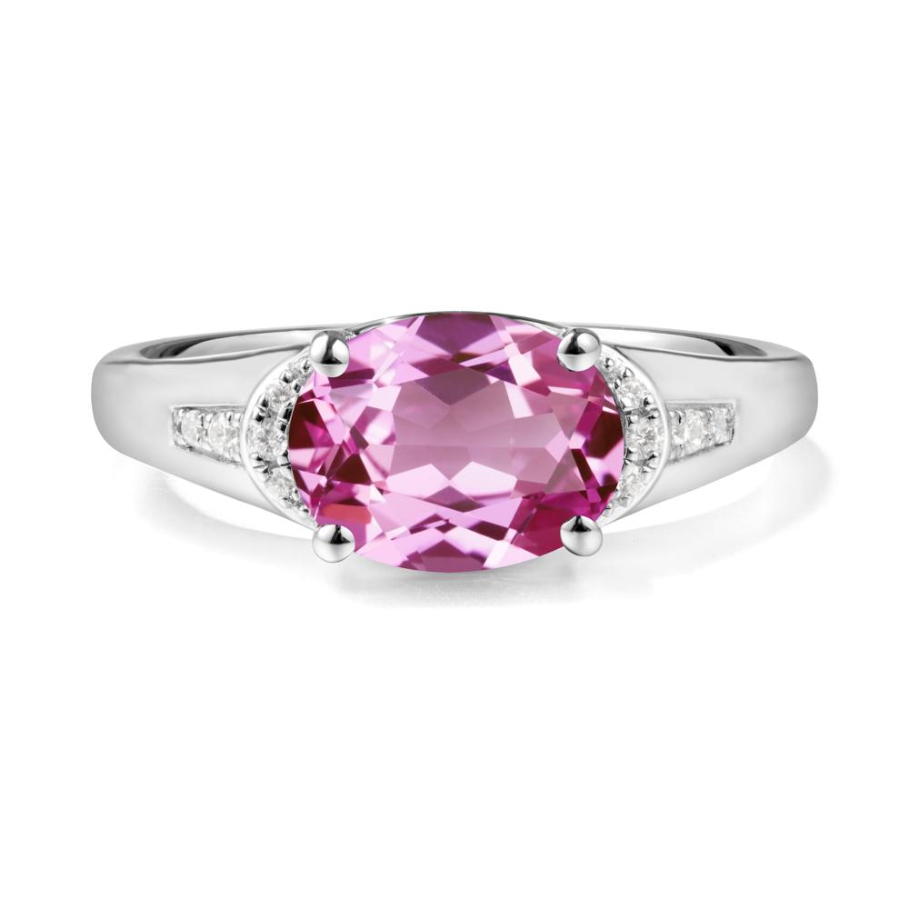 Oval Pink Sapphire Statement Ring - LUO Jewelry #metal_14k white gold
