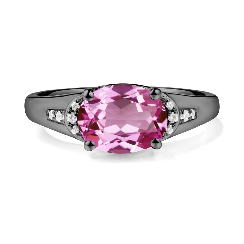 Oval Pink Sapphire Statement Ring - LUO Jewelry #metal_black finish sterling silver