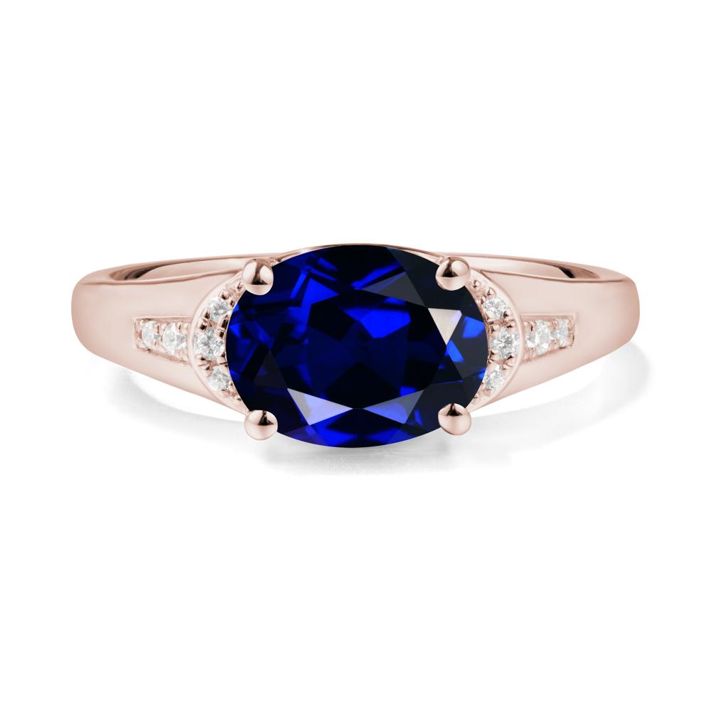 East West Oval Sapphire Ring - LUO Jewelry #metal_14k rose gold