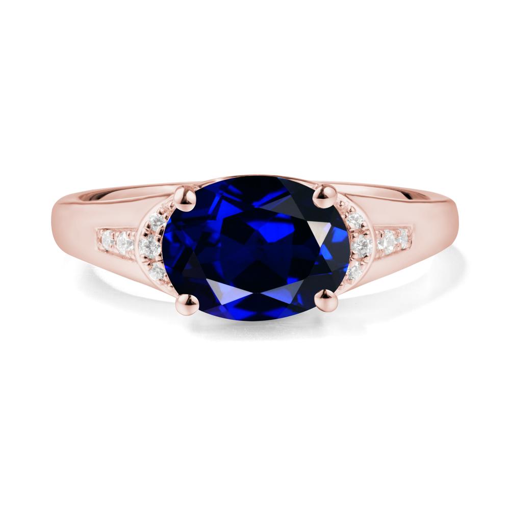 East West Oval Sapphire Ring - LUO Jewelry #metal_18k rose gold