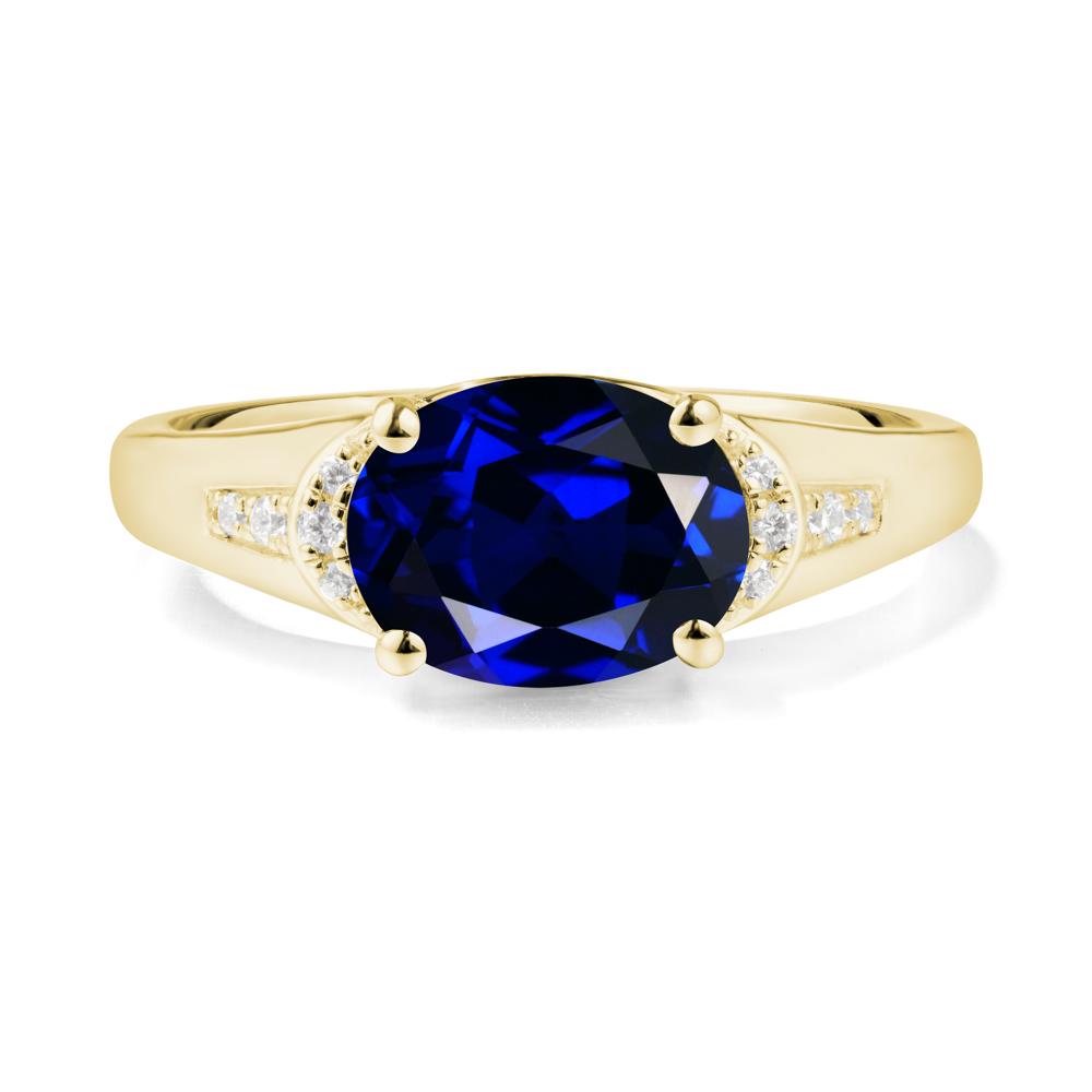 East West Oval Sapphire Ring - LUO Jewelry #metal_18k yellow gold