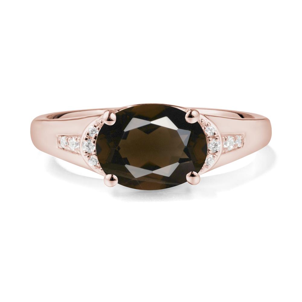 East West Oval Smoky Quartz Ring - LUO Jewelry #metal_14k rose gold