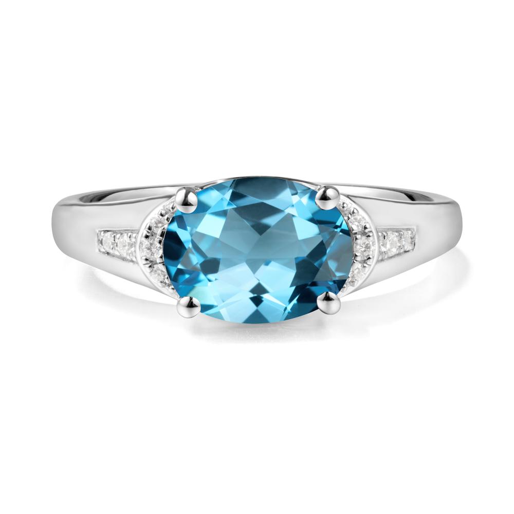 Horizontal Oval Swiss Blue Topaz Ring - LUO Jewelry #metal_14k white gold