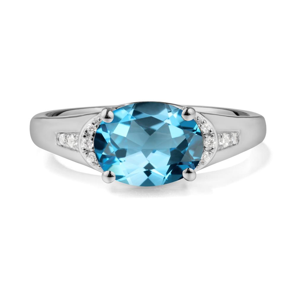 Horizontal Oval Swiss Blue Topaz Ring - LUO Jewelry #metal_platinum