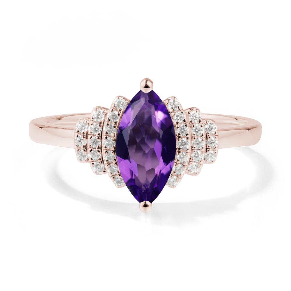 Marquise Amethyst Cluster Ring - LUO Jewelry #metal_14k rose gold