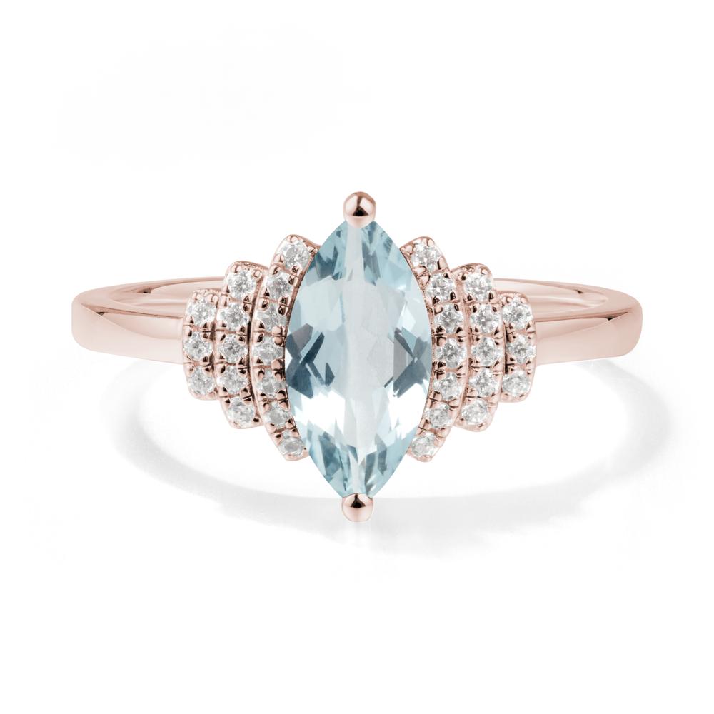Marquise Aquamarine Cluster Ring - LUO Jewelry #metal_14k rose gold