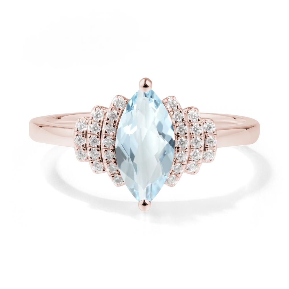 Marquise Aquamarine Cluster Ring - LUO Jewelry #metal_14k rose gold