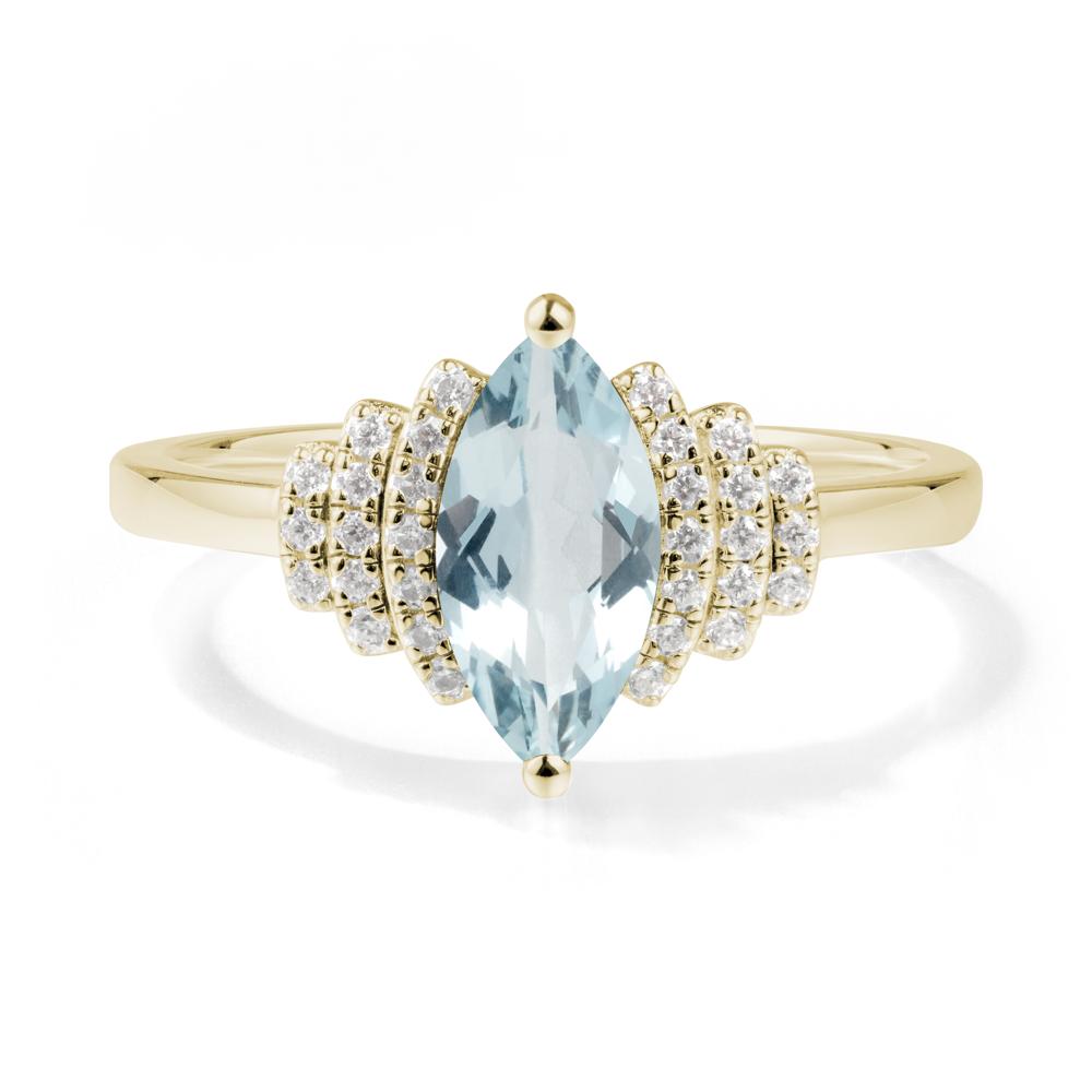 Marquise Aquamarine Cluster Ring - LUO Jewelry #metal_14k yellow gold