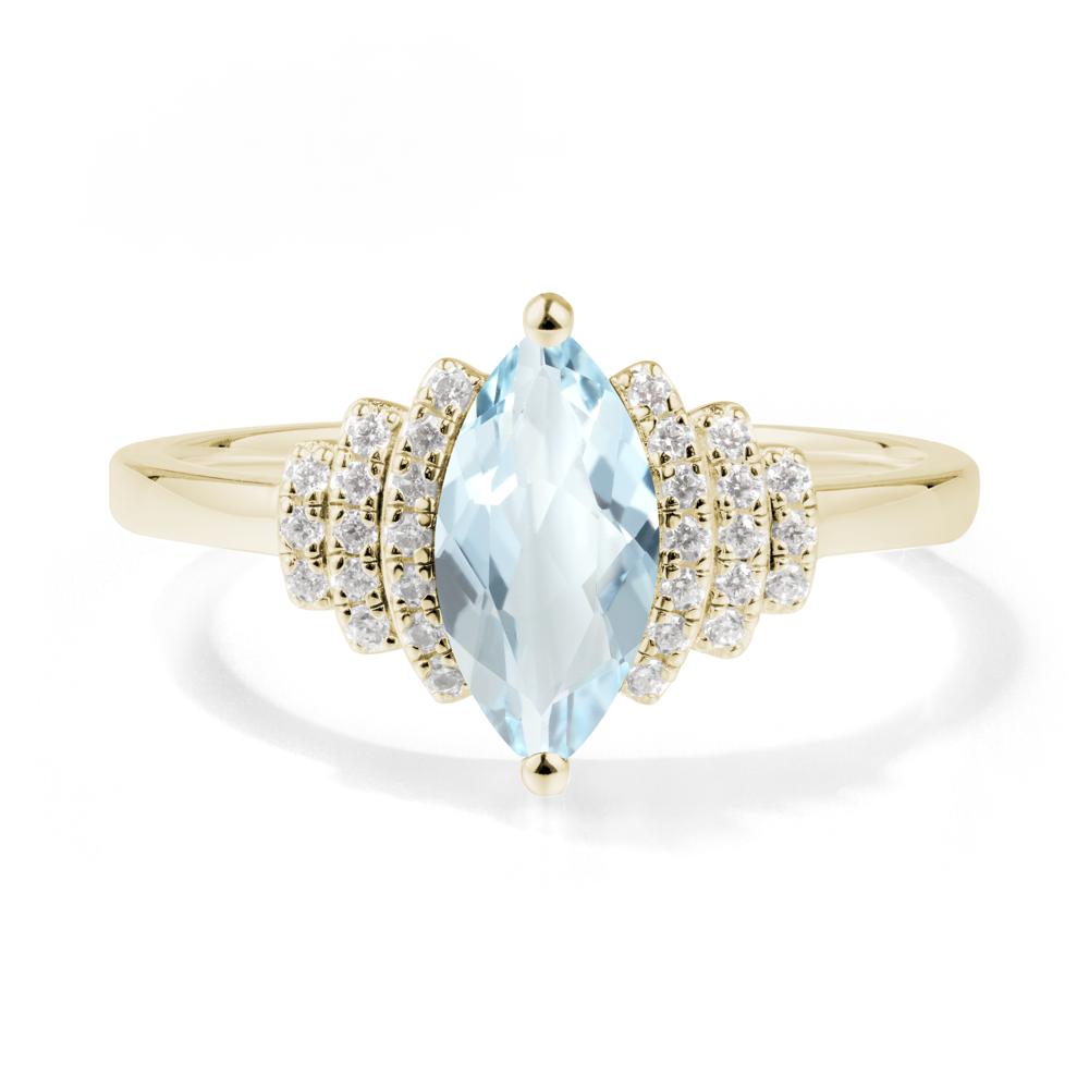 Marquise Aquamarine Cluster Ring - LUO Jewelry #metal_14k yellow gold