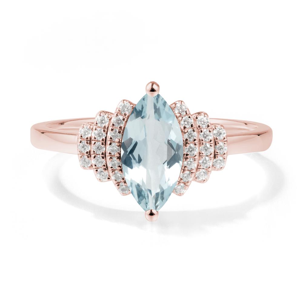 Marquise Aquamarine Cluster Ring - LUO Jewelry #metal_18k rose gold