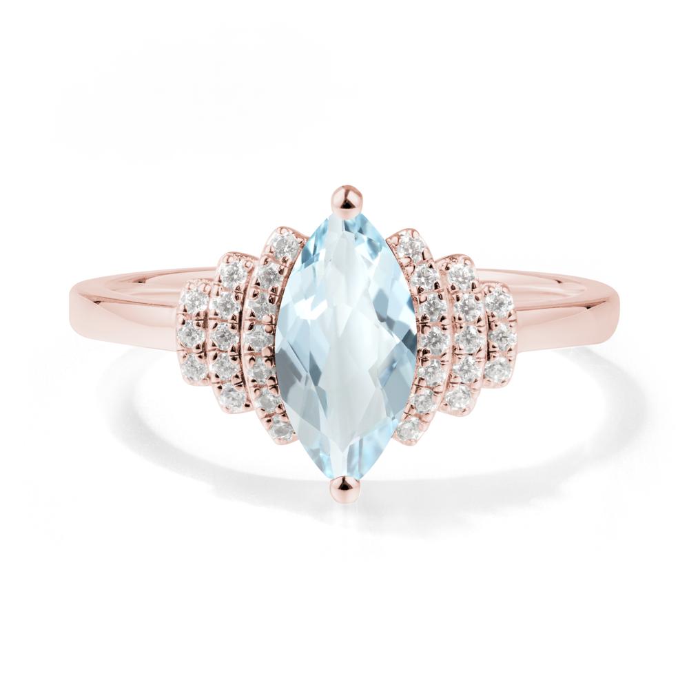 Marquise Aquamarine Cluster Ring - LUO Jewelry #metal_18k rose gold