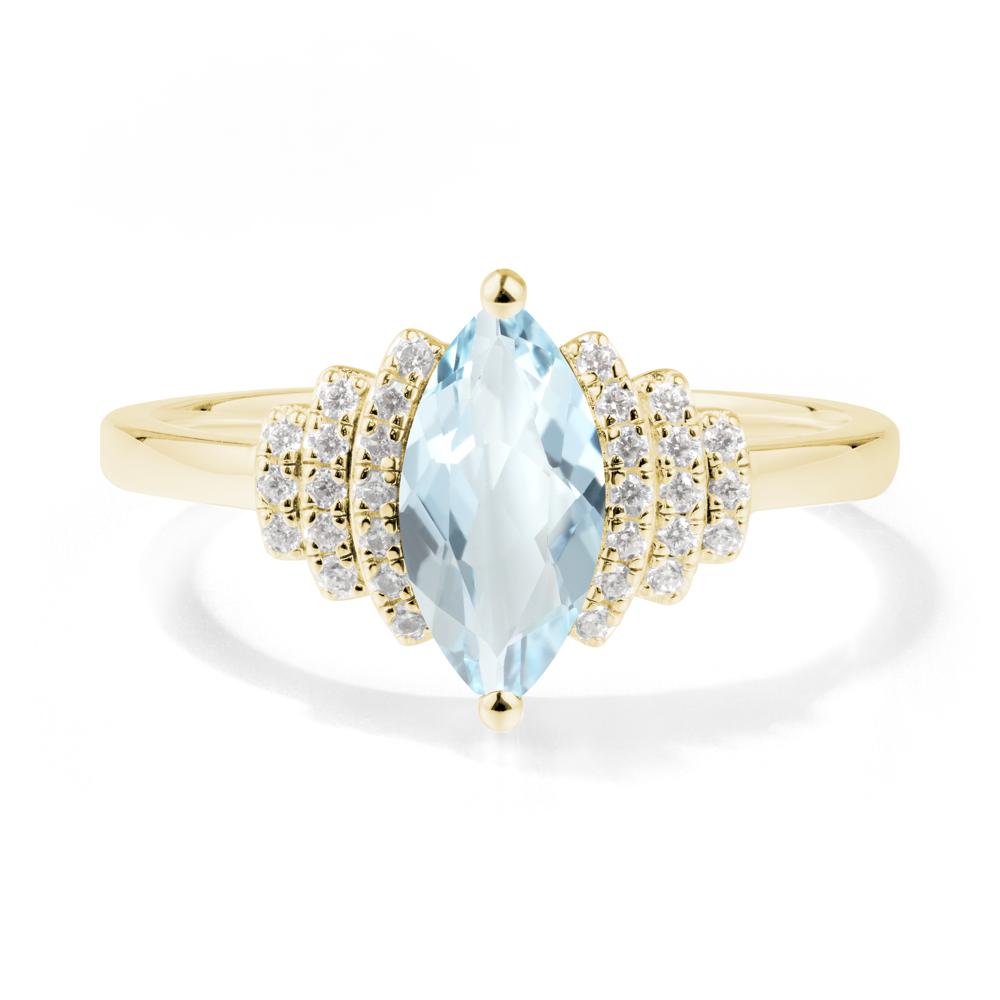 Marquise Aquamarine Cluster Ring - LUO Jewelry #metal_18k yellow gold