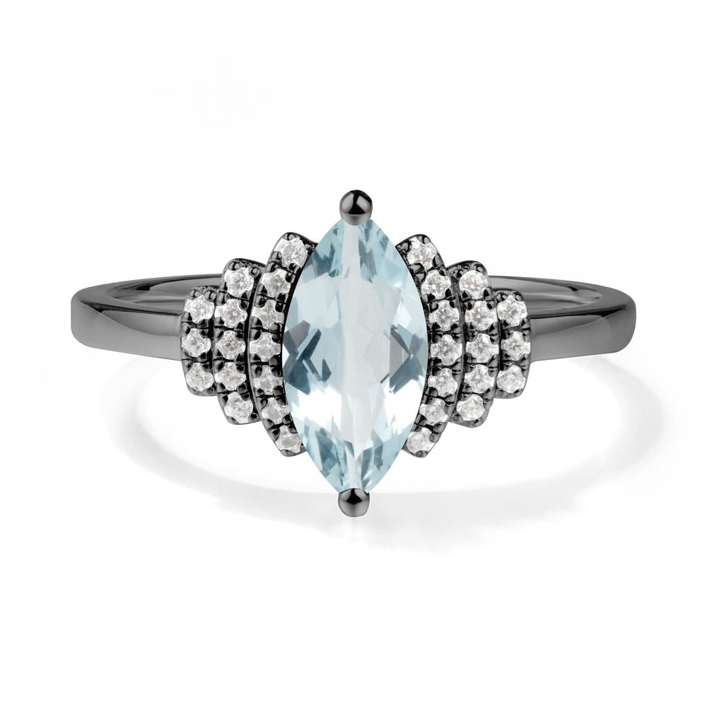 Marquise Aquamarine Cluster Ring - LUO Jewelry #metal_black finish sterling silver