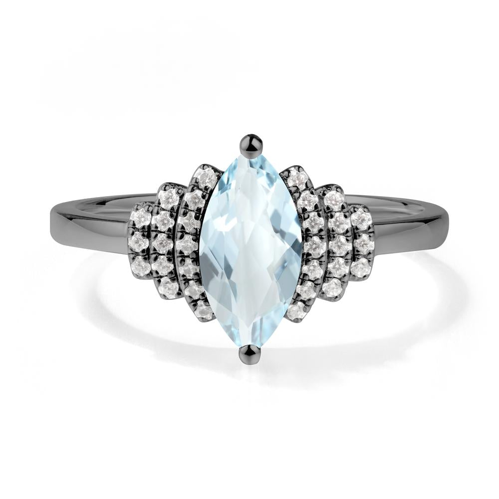 Marquise Aquamarine Cluster Ring - LUO Jewelry #metal_black finish sterling silver