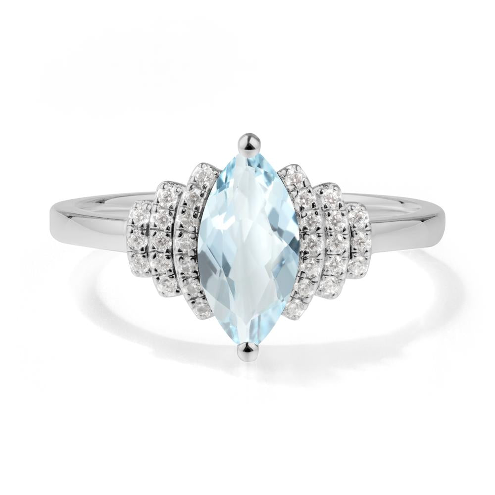 Marquise Aquamarine Cluster Ring - LUO Jewelry #metal_platinum