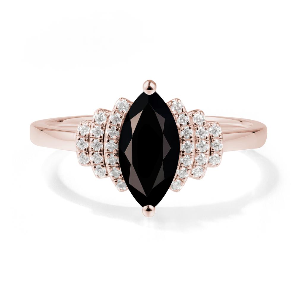 Marquise Black Spinel Cluster Ring - LUO Jewelry #metal_14k rose gold