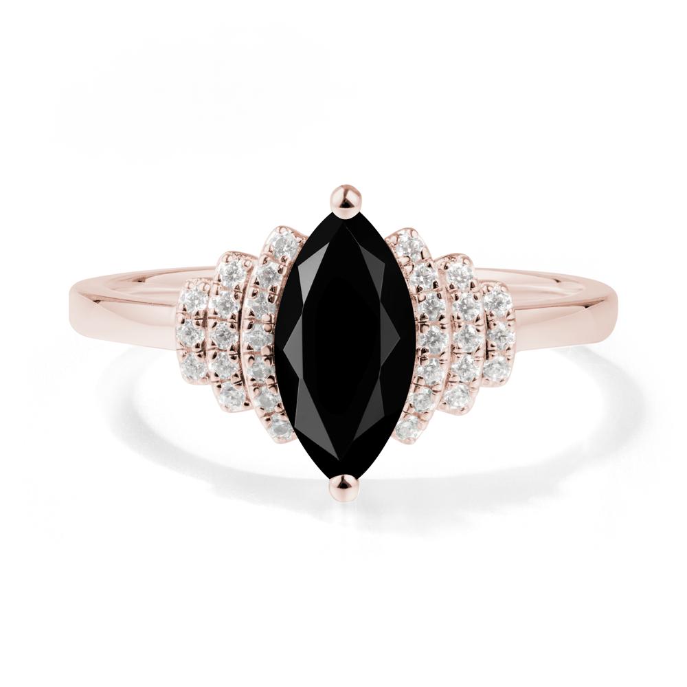 Marquise Black Spinel Cluster Ring - LUO Jewelry #metal_14k rose gold
