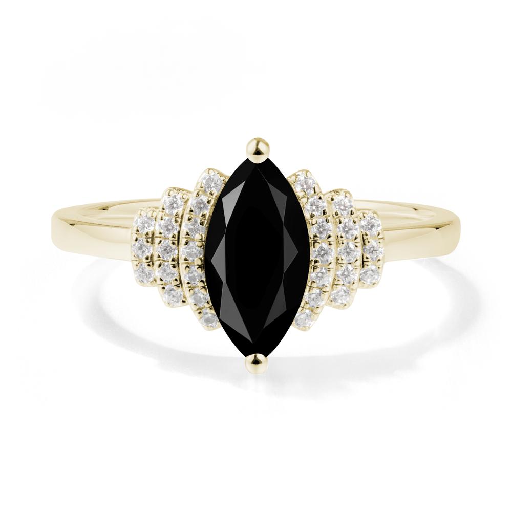Marquise Black Spinel Cluster Ring - LUO Jewelry #metal_14k yellow gold