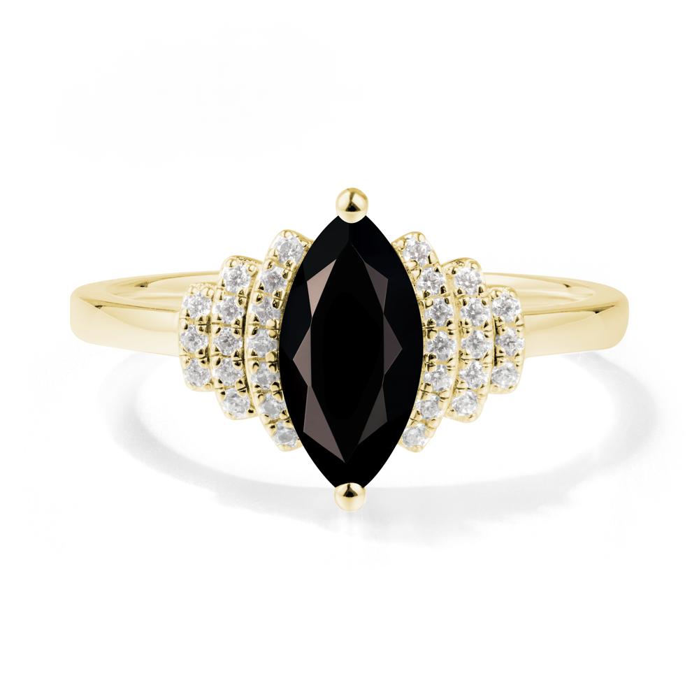 Marquise Black Spinel Cluster Ring - LUO Jewelry #metal_18k yellow gold