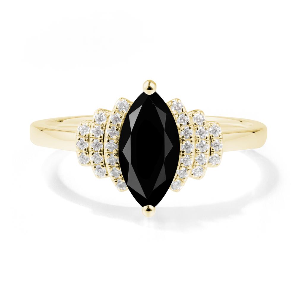 Marquise Black Spinel Cluster Ring - LUO Jewelry #metal_18k yellow gold