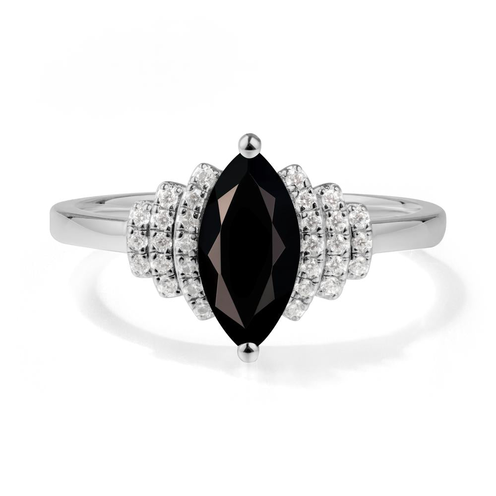 Marquise Black Spinel Cluster Ring - LUO Jewelry #metal_platinum