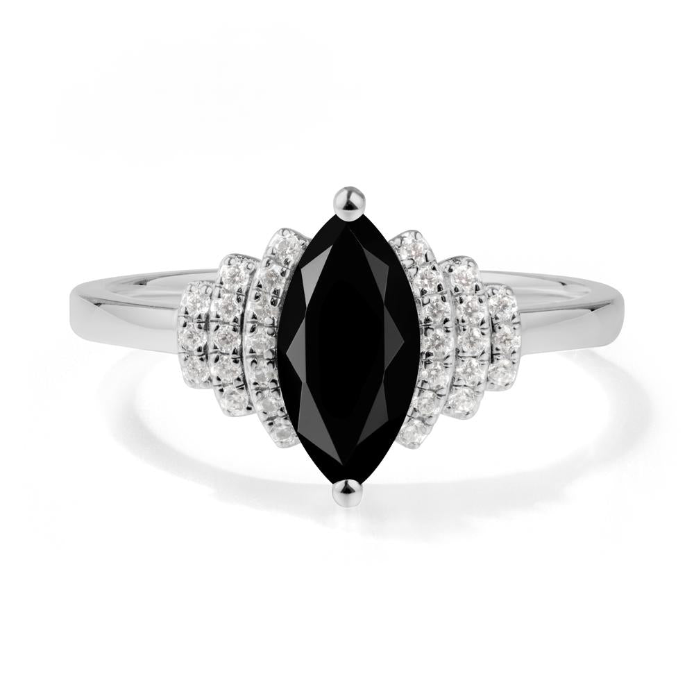 Marquise Black Spinel Cluster Ring - LUO Jewelry #metal_platinum
