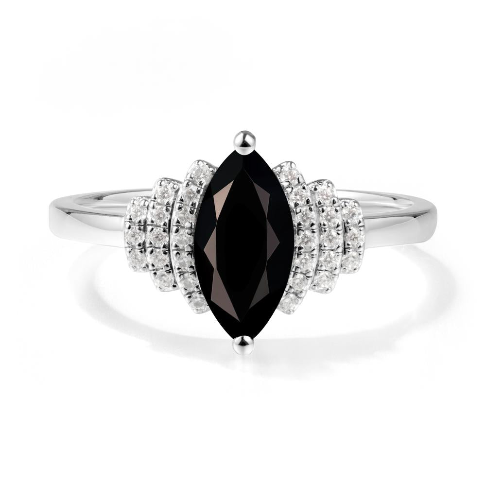 Marquise Black Spinel Cluster Ring - LUO Jewelry #metal_sterling silver