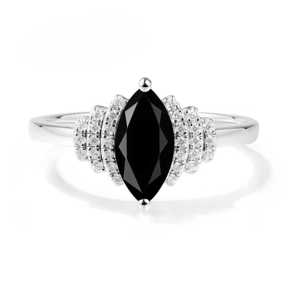 Marquise Black Spinel Cluster Ring - LUO Jewelry #metal_sterling silver