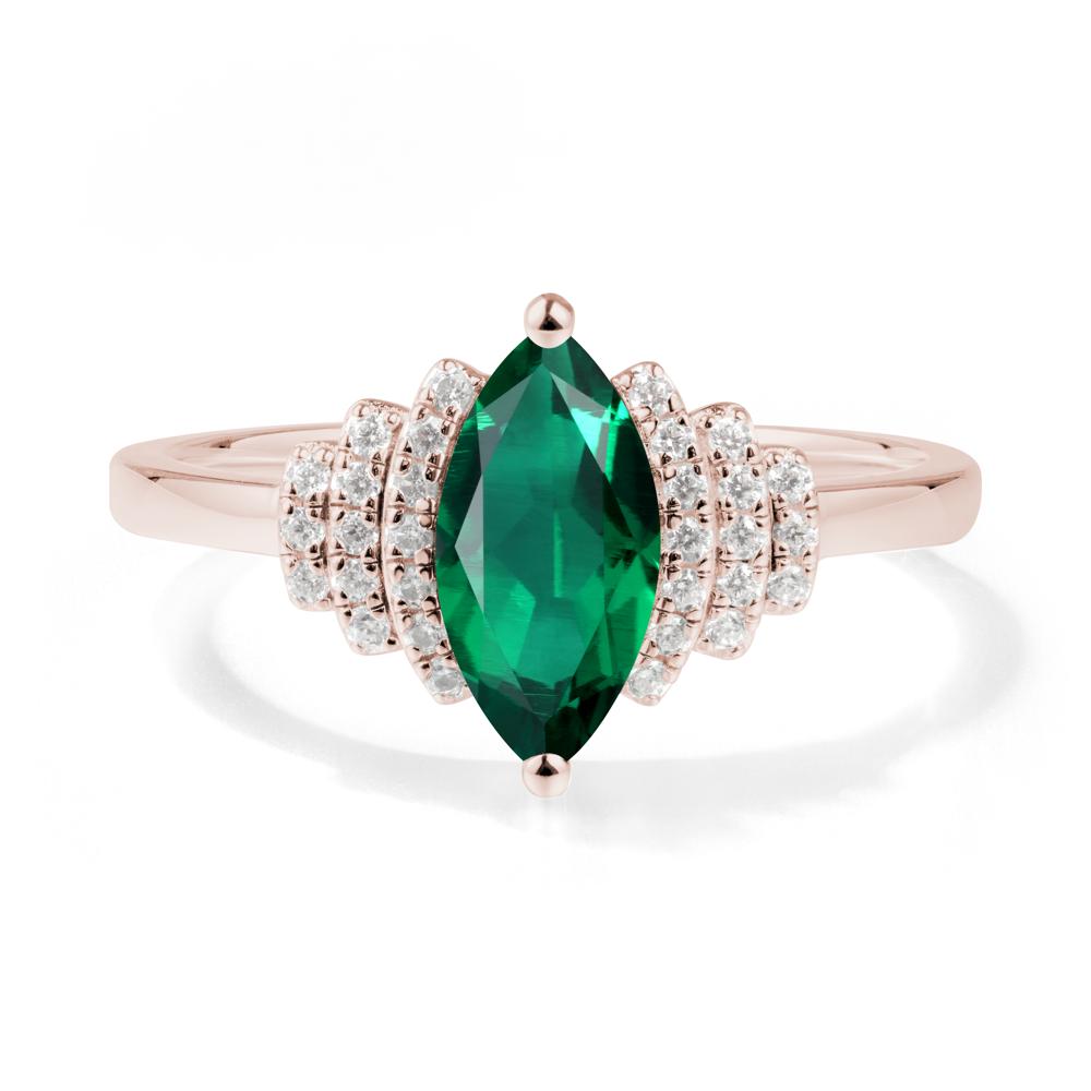 Art Deco Marquise Emerald Ring - LUO Jewelry #metal_14k rose gold