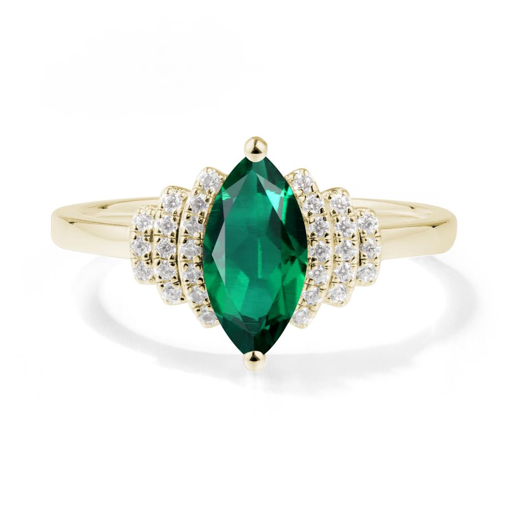 Art Deco Marquise Emerald Ring - LUO Jewelry #metal_14k yellow gold