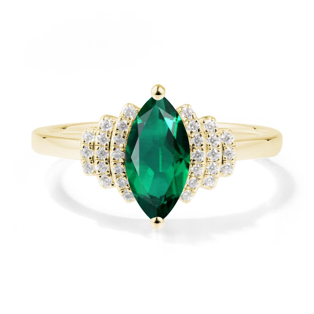 Art Deco Marquise Emerald Ring - LUO Jewelry #metal_18k yellow gold